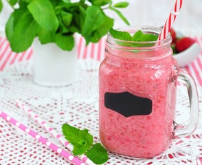 strawberry smoothie, milk cocktail