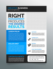 Business flyer template A4 - modern contemporary design in blue and grey