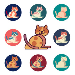 cat icons set vector illustration