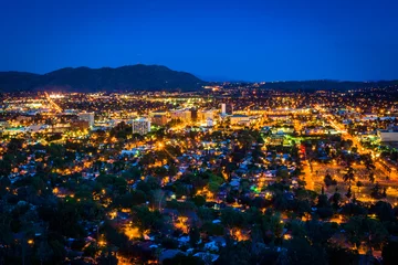 Foto op Canvas Night view of the city of Riverside, from Mount Rubidoux Park, i © jonbilous
