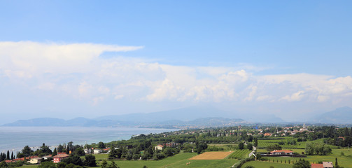 beautiful view of Garda Lake in Italy with mountains