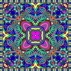 Traditional ornamental floral paisley bandanna. Square ornament