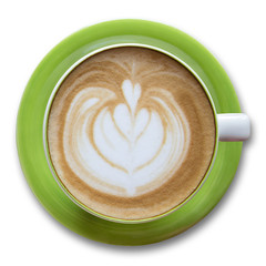 coffee cup isolated on white, top view