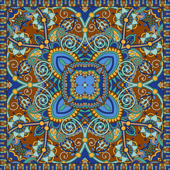 Traditional ornamental floral paisley bandanna. Square ornament