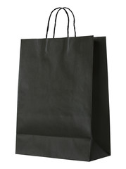 black paper bag isolated on white with clipping path