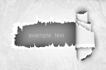 torn paper. hole in the notebook sheet i