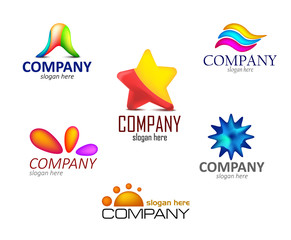 Collection of colorful abstract logo or business icon set. Vector illustration