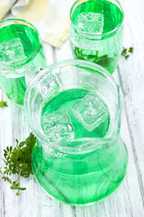 Cold beverage with Woodruff taste