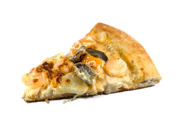 slice of pizza isolated on white background