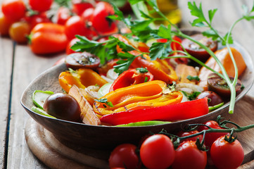 Grilled vegetables on the wooden table
