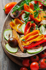 Grilled vegetables on the wooden table
