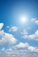 Lensflare  and sunlight with clouds