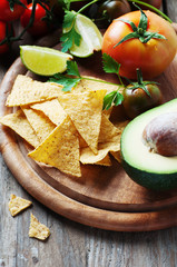 Concept of mexican food with raw vegetables