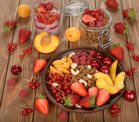 Granola with berries and fruit