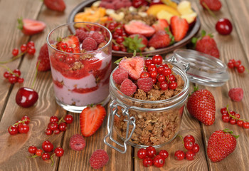 Granola with berries and fruit