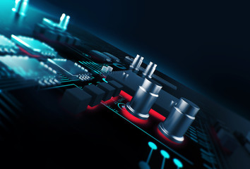 Fototapeta na wymiar futuristic blue circuit board background illustration