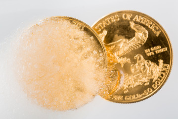 Golden Eagle coin emerging from deep freeze