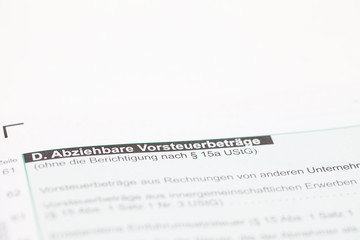 Obraz premium Steuer, Vorsteuerbeträge, Finanzen, Formular