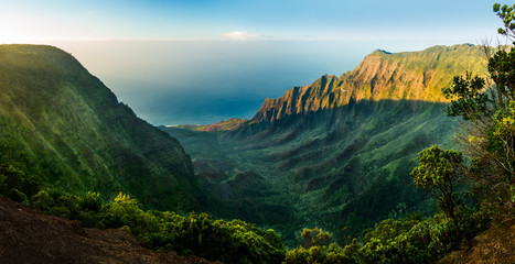 Panoramic view of Kalalau valley Kauai