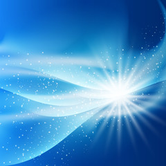 fantastic bright flash of light on blue background square sparks - 85251734