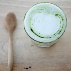 Matcha Latte. Foam Art
