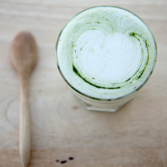 Matcha Latte. Foam Art