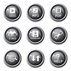 Multimedia Web Internet Black Vector Button Icon Design Set