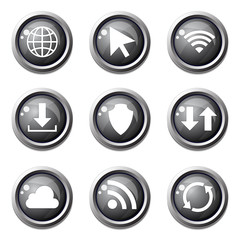 Web Internet Social Black Vector Button Icon Design Set