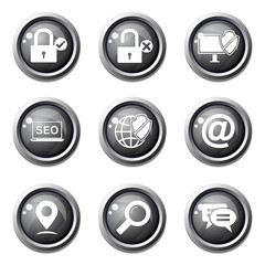 SEO Internet Sign Black Vector Button Icon Design Set 3