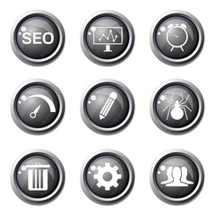 SEO Internet Sign Black Vector Button Icon Design Set 8