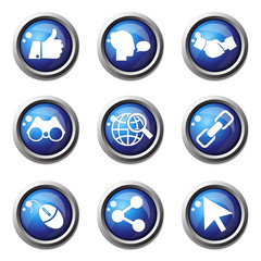 Social Internet Blue Vector Button Icon Design Set