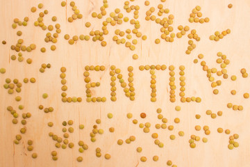 the seeds of green lentils closeup