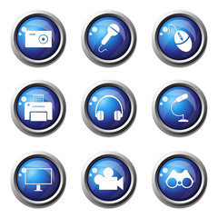 Electronic Equipment Blue Vector Button Icon Design Set