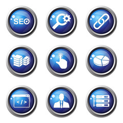 SEO Internet Sign Blue Vector Button Icon Design Set 11