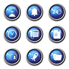 Time Duration Blue Vector Button Icon Design Set