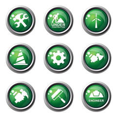 Construction Tools Green Vector Button Icon Design Set 2