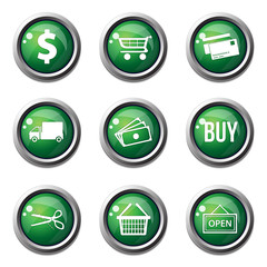 Shopping Sign Green Vector Button Icon Design Set