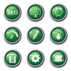 SEO Internet Sign Green Vector Button Icon Design Set 8