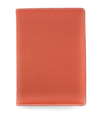 Brown leather book cover on white background