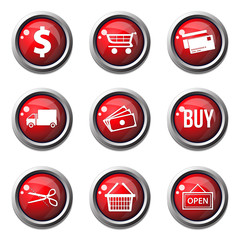 Shopping Sign Red Vector Button Icon Design Set