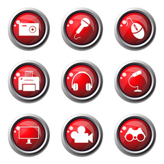 Electronic Equipment Red Vector Button Icon Design Set