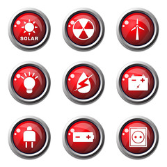 Energy Sign And Symbol Red Vector Button Icon