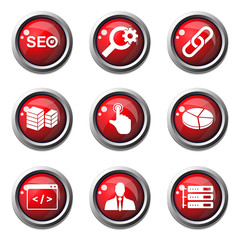 SEO Internet Sign Red Vector Button Icon Design Set 11