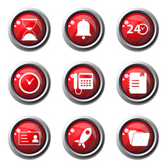 Time Duration Red Vector Button Icon Design Set