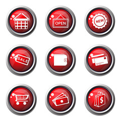 Shopping Sign Red Vector Button Icon Design Set 2
