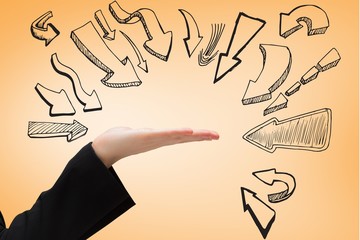 Composite image of hand presenting