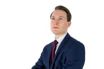 A thoughtful businessman looking away