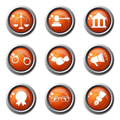 Law Sign Orange Vector Button Icon Design Set