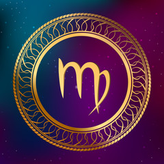 Astrology concept gold horoscope zodiac sign virgo circle frame 