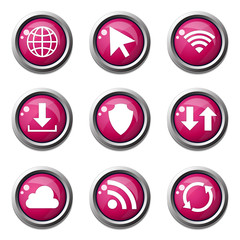 Web Internet Social Pink Vector Button Icon Design Set